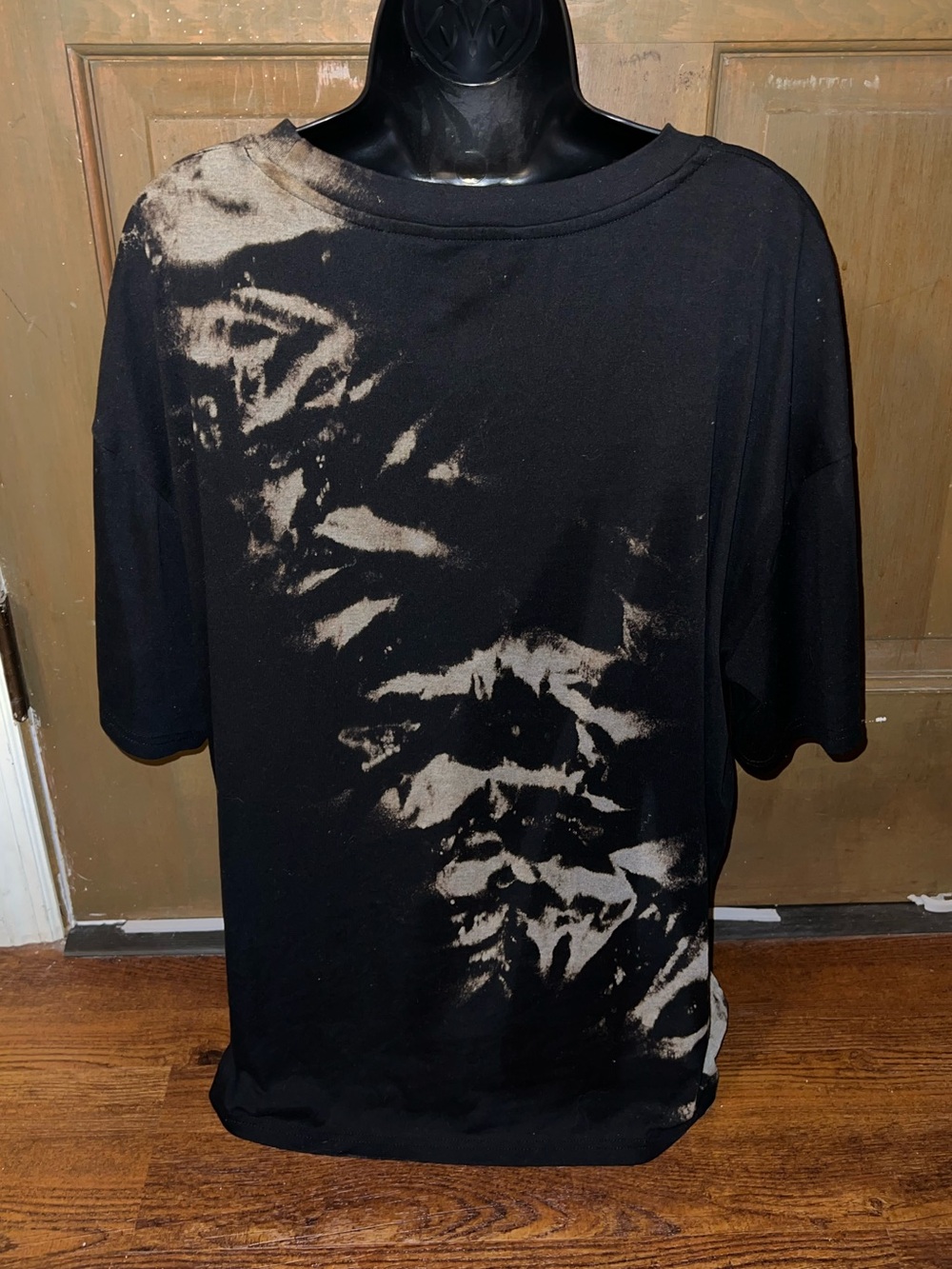 Black Oversized Bleach Dye Boxy Relaxed Fit Top Grunge Distressed Tie Dye Size M - Picture 3 of 8